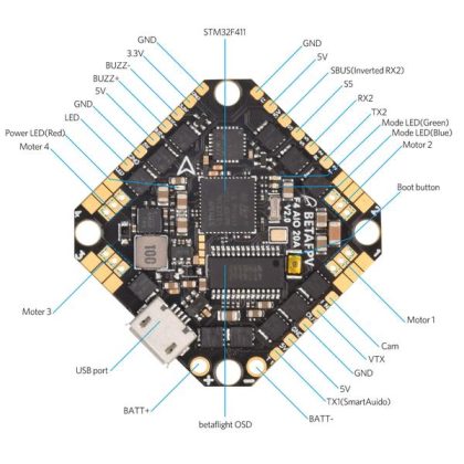 BetaFPV Toothpick F4 2-4S AIO Brushless Flight Controller 20A(BLHeli_S) V3 (26.5x26.5mm mount) – Bild 4